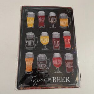 Types of Beer Metal Tin Sign – Vintage Bar Decor